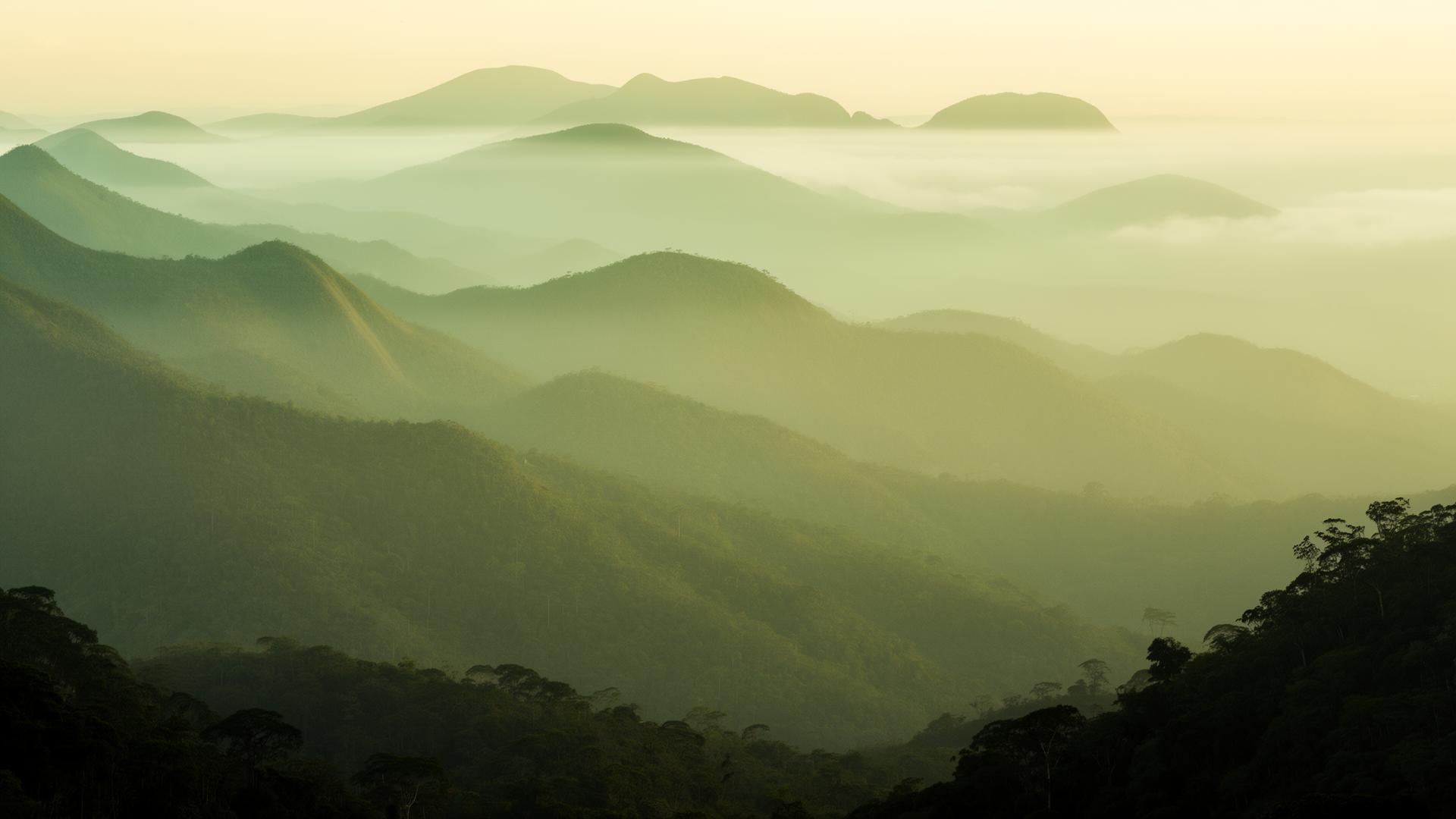 Montanhas enevoadas da região serrana de Nova Friburgo